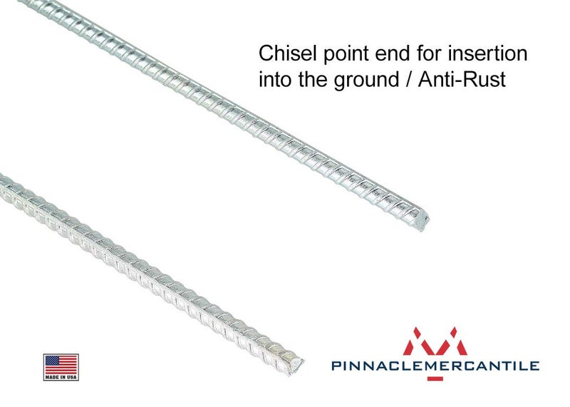 Pinnacle Mercantile Set 4 Trampoline Stakes Wind Ground Anchors Heavy Duty Anti-Rust 3/8 Round 12 inches Long Made in USA - Image 3